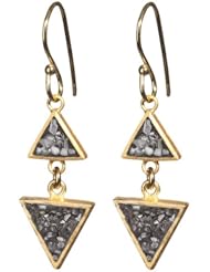 Handmade Triangle Diamond Earrings - Golden Black Drops