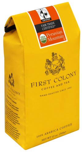 First Colony Organic Fair Trade Certified, Peruvian Mountain Medium Roast, 12 Ounce Bags... by First Colony