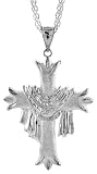 Sterling Silver 2 3/16 (56 mm) Diamond Cut Cross Pendant with Jesus Garment