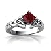 14K White Gold Square Genuine Ruby Engagement Ring Size 5.5