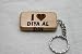 I Love Diya Al Din Wooden Keychain