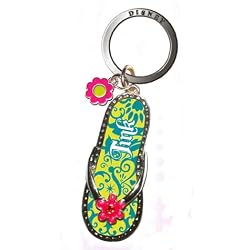 Tinker Bell Green Flip Flop Pewter Keychain