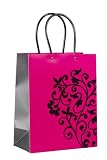 416s22KC iL. SL160  Think Posh Fuschia Pink/Black Flock Gift Bag, Small