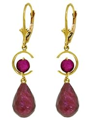 Duet Drop Earrings with Ruby in 14k Yellow Gold