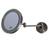 Jerdon HL1016NL 9.5″ Nickel Finish LED Lighted Wall Mount Mirror (HardWired Model)