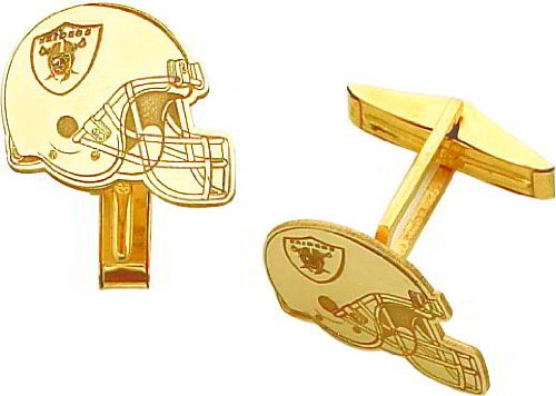 14K Gold NFL Oakland Raiders Football Helmet Cuff Links