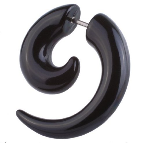 Fake Ohr-Piercing Schmuck Ohr-Spirale Ohrstecker Schwarz | 4 - 8 mm