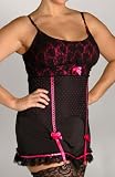 Shirley of Hollywood Flocked Dot and Mesh Chemise with G-String img