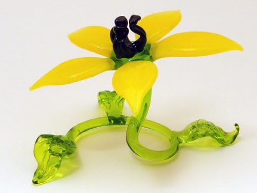 Blown Glass "Murano" Art Figurine Yellow Flower #6466
