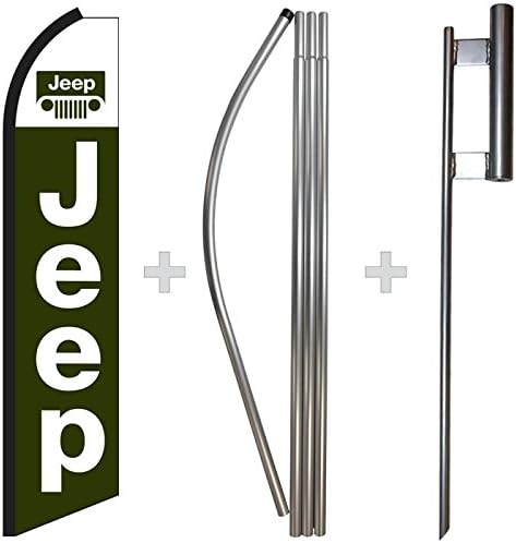Jeep Swooper Feather Flag, Flagpole, &amp; Ground Spike Kit
