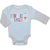 オールドネイビー(OLD NAVY)【水色FREE HUGSボディー】男の子ライトブルー重ね着風長袖ボディースーツ,出産祝いギフトプレゼント,肌着・下着ロンパース,クリスマス【並行輸入】