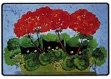 Geranium Gaze Black Cats Kittens Doormat Rug Mat