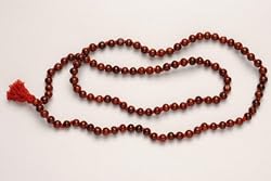 For Headache, Heart Diseases and Right Eye Defect - Full Mala Red Sandal Wood Yoga Meditation Mala (108+1) Prayer Beads
