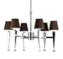 Candice Olson Margo 6 x 60-Watt Light Candle Base Chandelier, Chrome with Crystal Accents and Chocolate Poly/Silk Shades