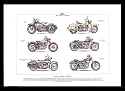 Classic Harley-Davidson Motorcycles - WLD, FLH Hydra-Glide, XL Sportster, FLH Electra-Glide, Police Special FLH, & FX Super-Glide - Art Print