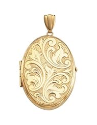 14K Yellow Gold 32.50X22.00 mm Oval Large Embossed Locket