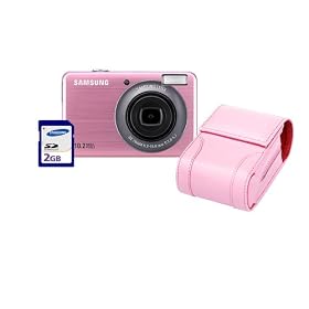 Samsung SL202 10MP Digital Camera Bundle with 3x Optical Zoom and 2.7 inch LCD with 2GB SD Card and Carrying Case (Pink)