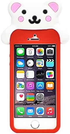 iPhone 5 Case, Soft Rubber Silicone Colorful Pink Cartoon Teddy Panda Bear Candy Case for iPhone 5 5S 5G