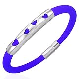 New Lavender Blue Rubber Bracelet with Stainless Steel Heart Design, Length 20cms.