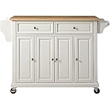 Crosley Furniture Natural Wood Top Kitchen Cart/Island, White