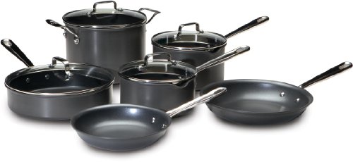 Emeril by All-Clad E920SA64 Hard Anodized Nonstick with Pouring Spouts Scratch Resistant 10-Piece Cookware Set - Black product image