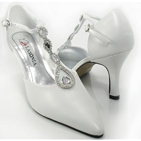 White Teardrop Jeweled Wedding Pumps Bridal