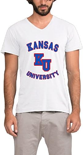 Kansas University Basketball Men's V Neck Short Sleeve Shirts