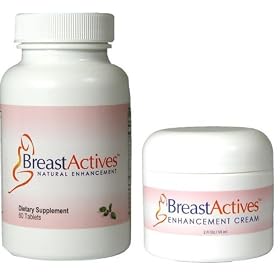 Breast Actives 4 Kits Breast Enhancement Kit by Breast Gain Plus 4 (1-60 Tablet Bottle and 1 Jar of Cream 2 fl oz)