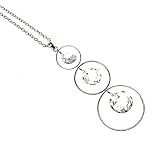 Sterling Silver Triple Round Drop Necklace W/ White CZ Briolette 16+2in