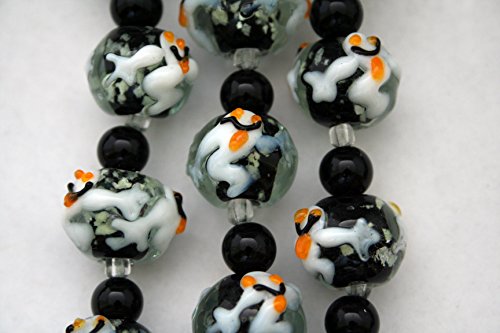 Halloween Theme Glow In Dark Cute Ghost Lampwork Glass Beads (Pack of 12 beads)