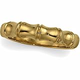 14K Yellow Gold Bamboo Design Wedding Band Duo - Lady's Ring