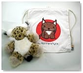 Flat Friends Lynx with Cotton Drawstring Bag
