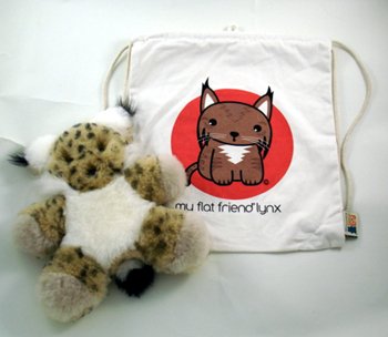 <br />Flat Friends Lynx with Cotton Drawstring Bag