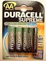 Duracell Supreme AA 2450mAh Rechargeable Pack of 4 Batteries