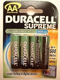 Duracell Supreme AA 2450mAh Rechargeable Pack of 4 Batteries