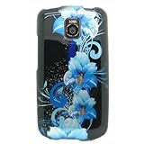 Hard Snap-on Shield BLACK With BLUE FLOWERS Design Faceplate Cover Sleeve C ....