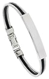 8 Surgical Steel Cable & Rubber ID Bracelet almost 5/16 (7.5 mm) wide.