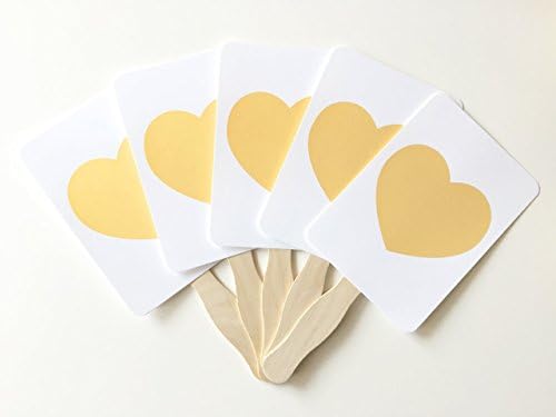 Wedding Program Paper Fan DIY Kit, Gold Heart