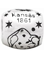 De Buman Sterling Silver Us 50 State Kansas Bead,hole 5mm