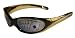 Poker Hologram Mirrored Lens Wrap Sunglasses - Black