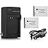 Powerextra 2 Pack Replacement NB-5L Battery + Charger for Canon PowerShot S100 S110 SD700IS SD790IS SD800IS SD850IS SD870IS SD880IS SD890IS SD900IS SD950IS SD970IS SD990IS SX200IS SX210IS SX220IS SX230HS