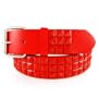 GENUINE LEATHER SNAP ON STUDDED RED BELT WITH A DETACHABLE BUCKLE FITS ANY BUCKLE