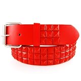 GENUINE LEATHER SNAP ON STUDDED RED BELT WITH A DETACHABLE BUCKLE FITS ANY BUCKLE