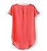 Womens Carved Hollow Bat Sleeve Chiffon Top T-shirt Blouses XX-Large Watermelon Red