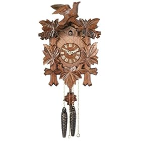 River City Clocks 11-13 One Day Hand-Carved Cuckoo Clock with Five Maple Leaves And One Bird, 13-Inch Tall