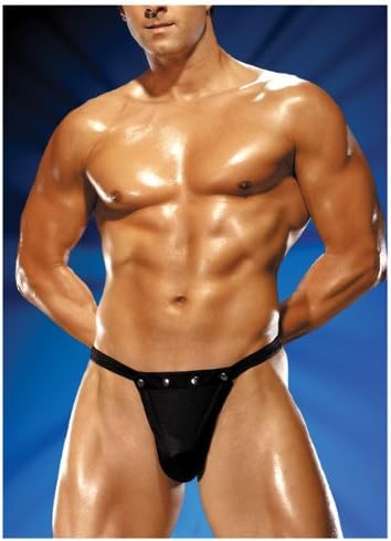 Male Power Rip off Thong w/Studs Black S/M