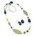 Blue and Yellow Oval Link and Stone Necklace Earring Set Fashion Jewelry