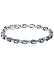 White Bronze Glass Diamond Accent Bangle Bracelet, 7.5"