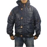 Mens Jack & Jones blue designer jacket. This fleece jacket features a trendy hidden front zip-up with 4 buttons on top. Large designs embroidered on back and sleeves. Great for ski and snowboard fans or even just hanging out!