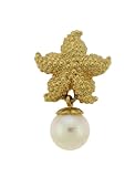 14K Yellow Gold Designer Starfish Pendant/Enhancer with Hanging Pearl